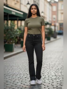 We The Free High-Rise Black Raw Hem Straight Jeans